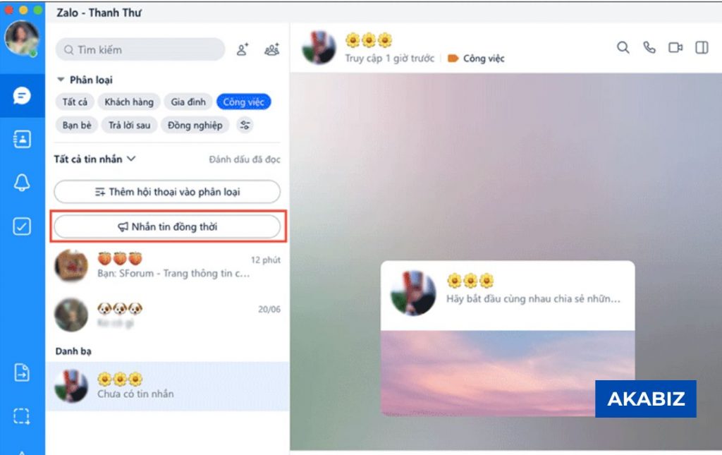 Cách gửi tin nhắn hàng loạt trên Zalo