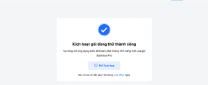 kích hoạt gói thành công
